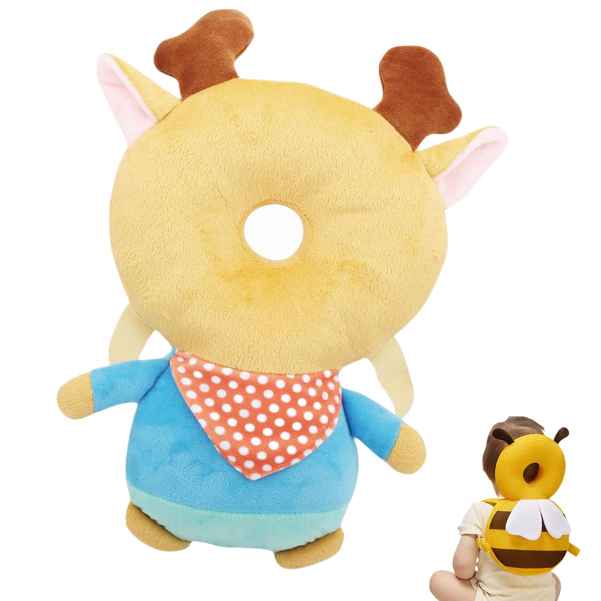Baby Head Protection Backpack Soft Baby Fall Back Head Protector Toddler Backpack Wear Safety Pad for Crawling Walking (Style H) - Snugsy Baby