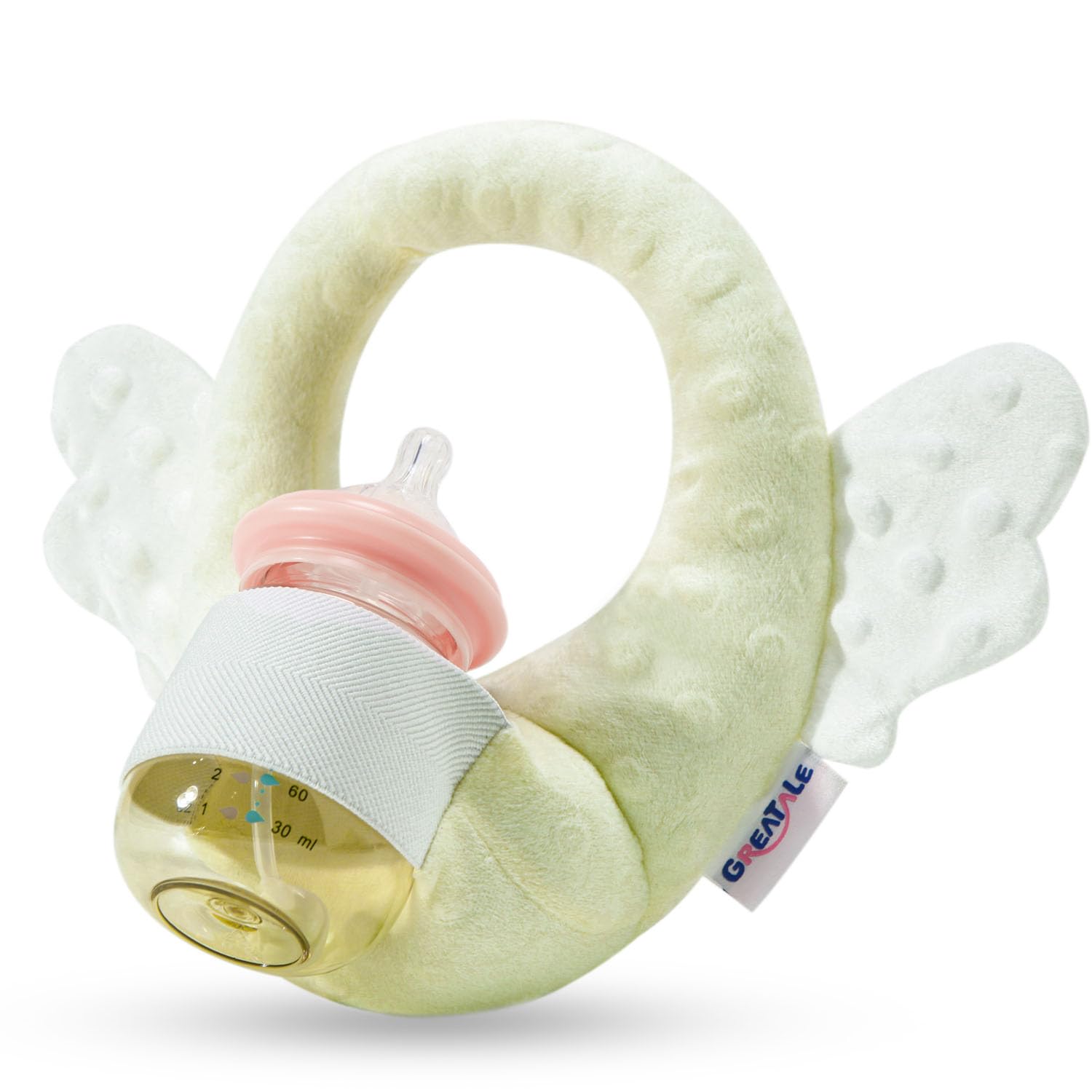 GREATALE Baby Bottle Holder Self Feeding Pillow for Newborns Hands Free Bottle Holder for Baby Portable Nursing Support Cushion Infant Bottle Propper with Adjustable Waist Strap (Yellow) - Snugsy Baby